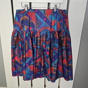 Artsy Geometric Skirt Purple Teal Red Skirt Gypsy Boho Esmerelda Hunchback 18 XL